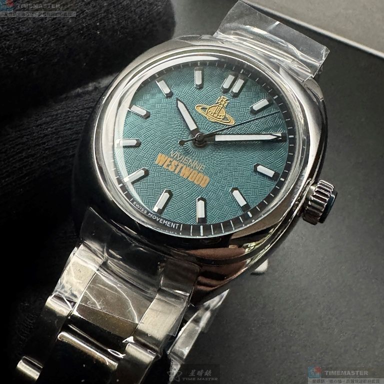 [星晴錶業]Vivienne Westwood手錶,38mm,VW30318幾何立體圖形, Tiffany藍錶面銀錶殼銀色精鋼錶帶款, , large