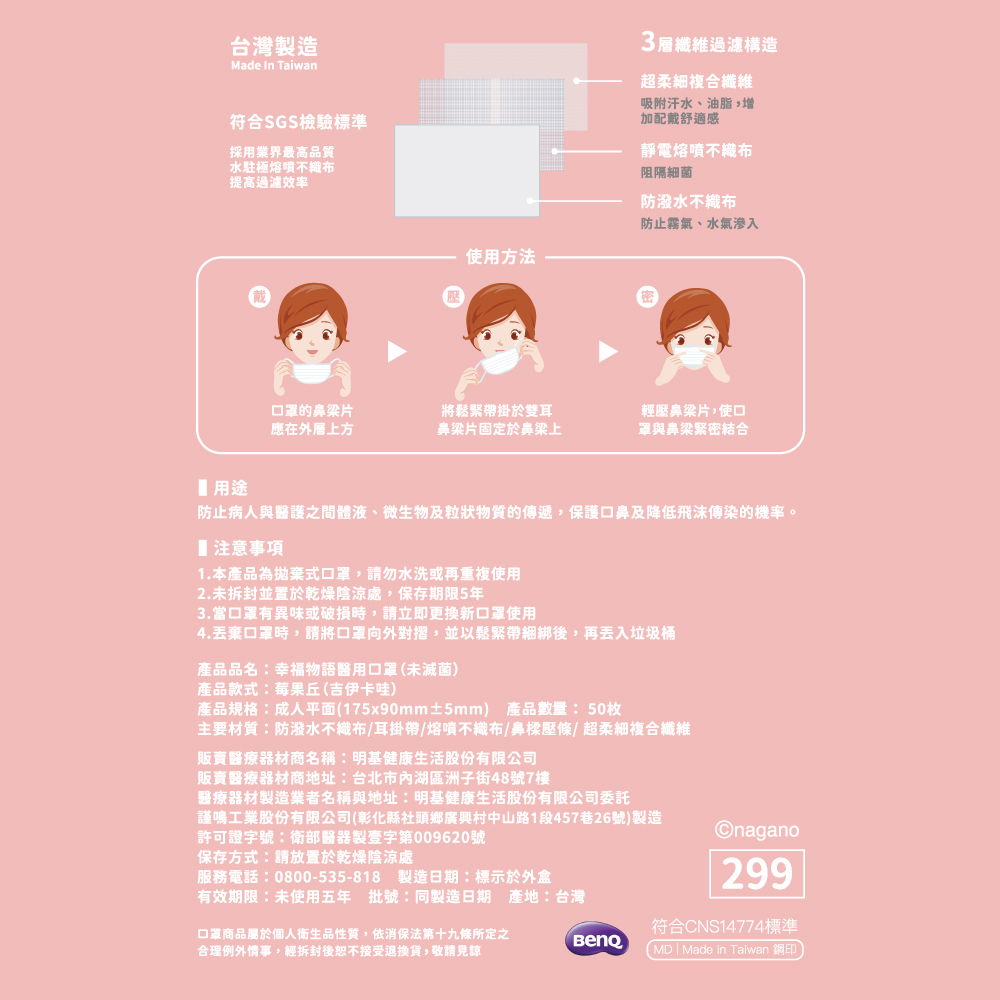 [正光藥局]幸福物語-吉伊卡哇成人醫用口罩50入 (吉伊卡哇) /盒_2盒組, , large