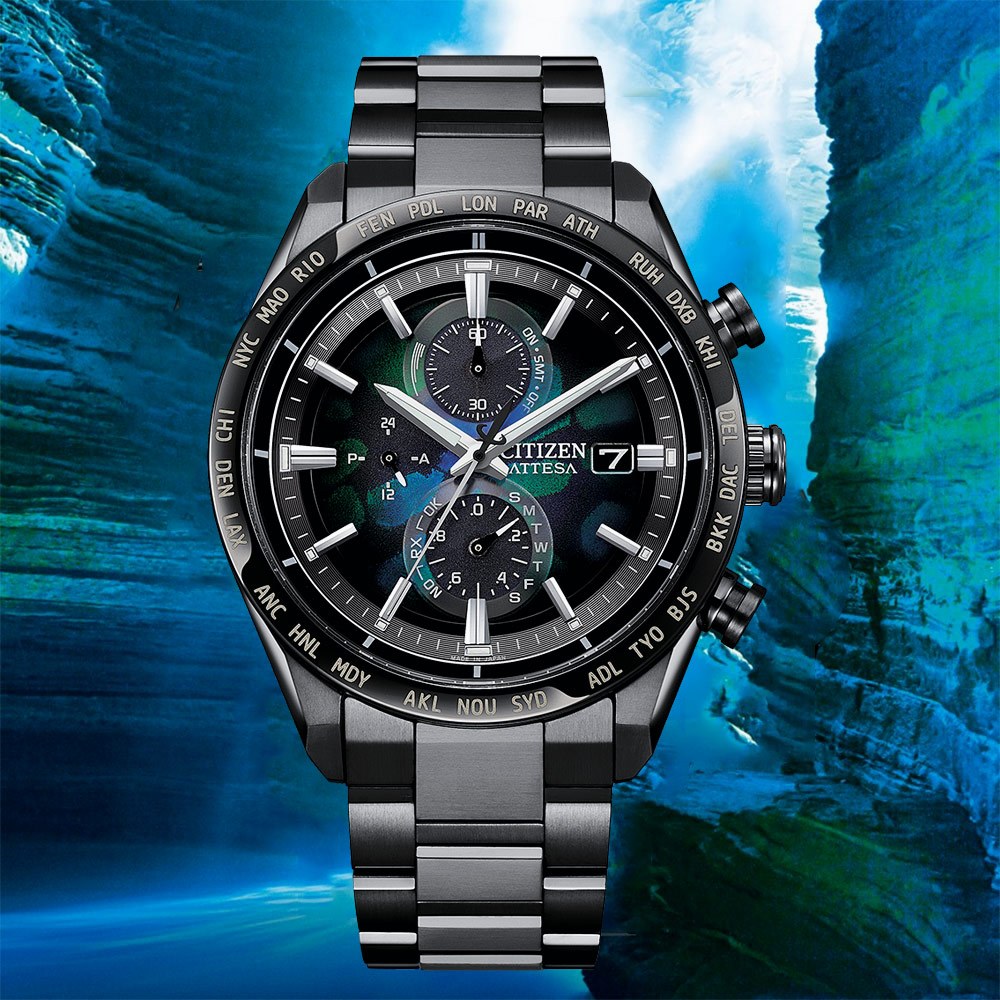 CITIZEN 星辰 100週年限量宇宙幻彩 鈦金屬光動能電波手錶 AT8286-65E, , large