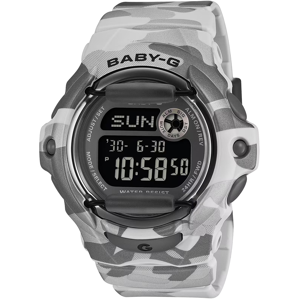 CASIO 卡西歐Baby-G 迷彩風格電子錶 女錶-灰 送禮 禮物 推薦(BG-169CMB-8), , large