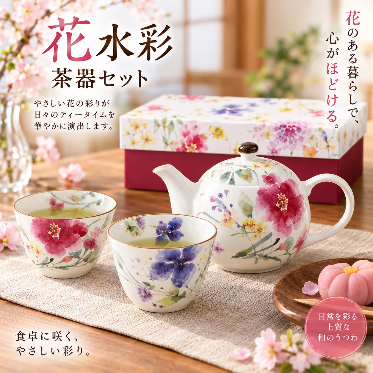 【HIYASU日安工坊】花水彩 茶器套組, , large
