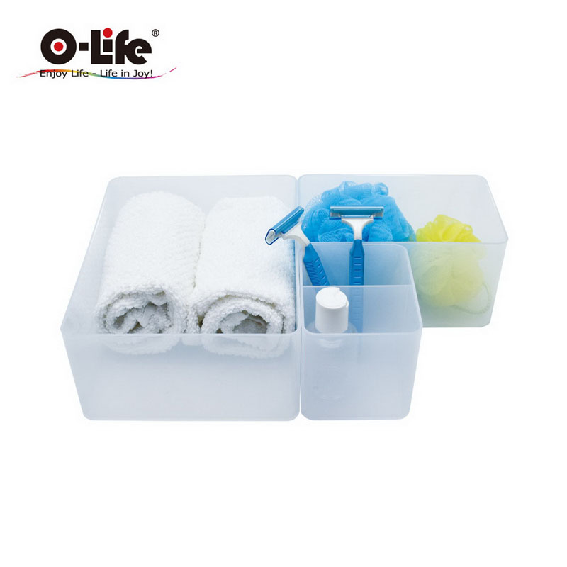 【O-Life】B-012 stacking storage box-black 3-piece set, , large