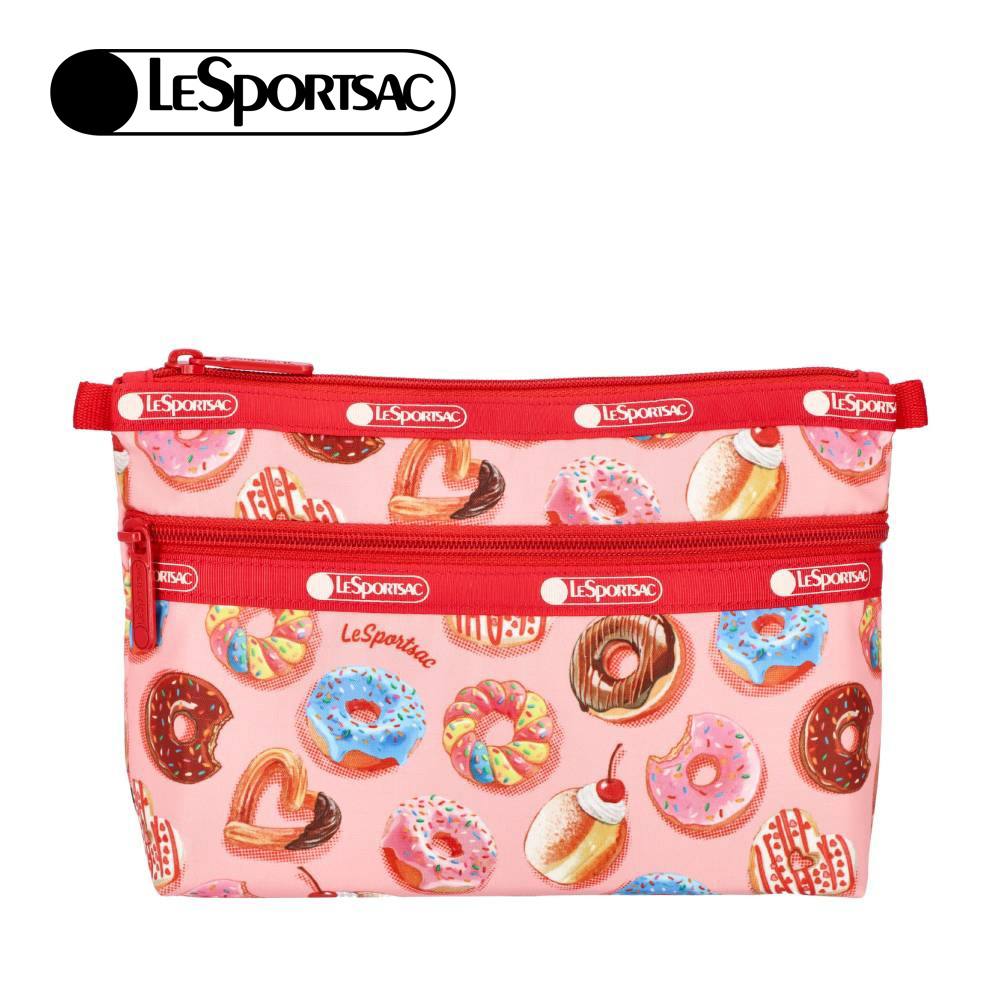 Lesportsac Cosmetic Clutch 雙層拉鍊化妝包 收納袋 盥洗包 女包(甜甜圈派對), , large