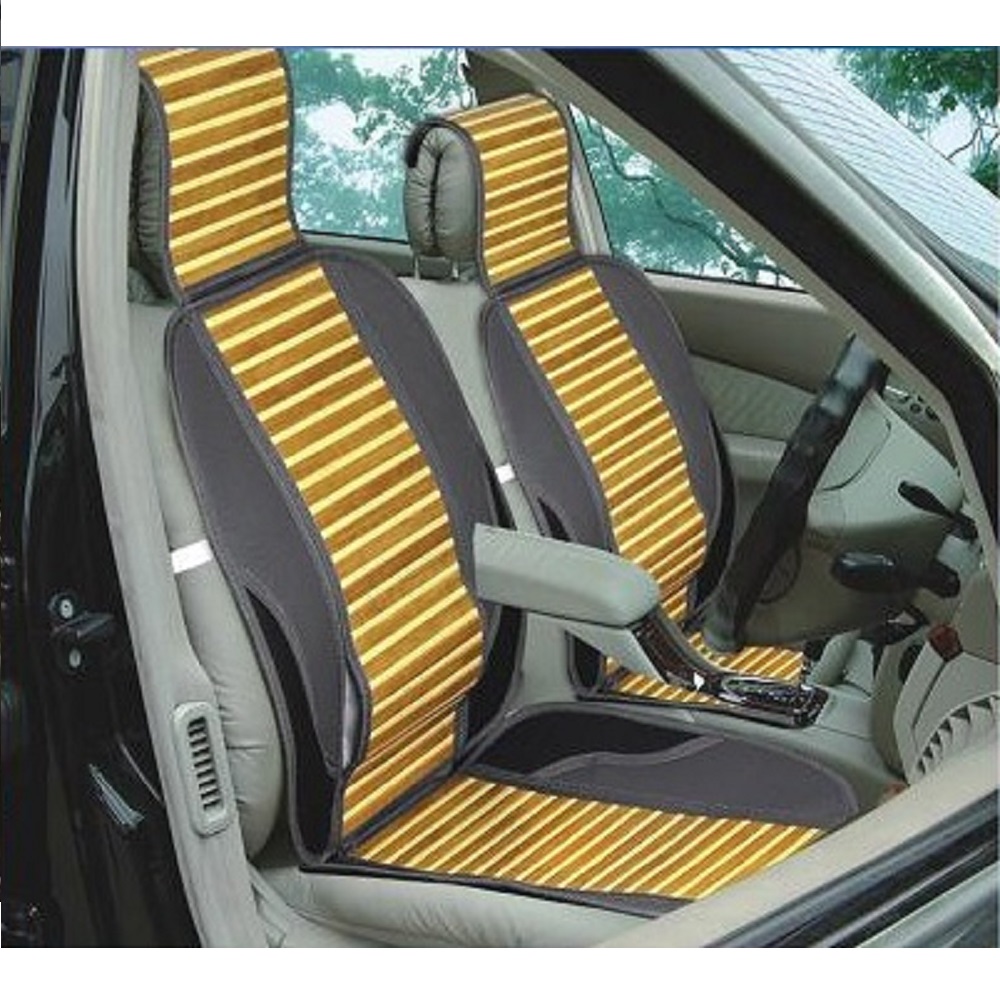 【CAR WAY】CAR WAY Long Bamboo Lumbar Support L-Shaped Cushion - Pack of 2 (Bamboo Seat Cushion, Cooling & Comfortable), , large