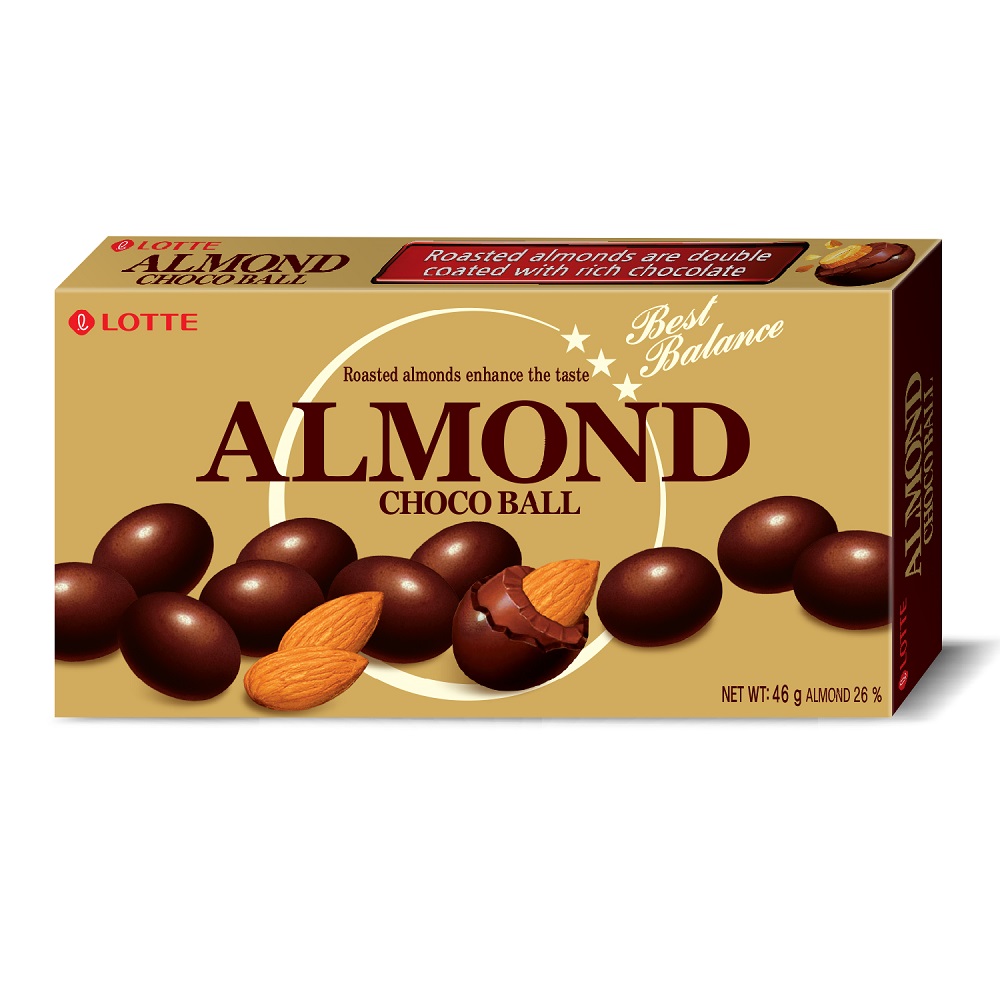 LOTTE ALMOND CHOCO BALL 46G, , large