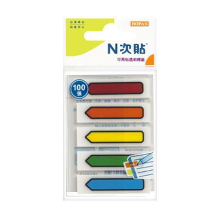 【N次貼】66509 透明螢光可再貼標籤 45x12mm 5色 100張/5條/袋, , large