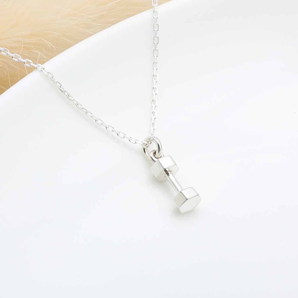 【Angel & Me】Dumbbell fitness s925 sterling silver necklace Valentine Day gift, , large
