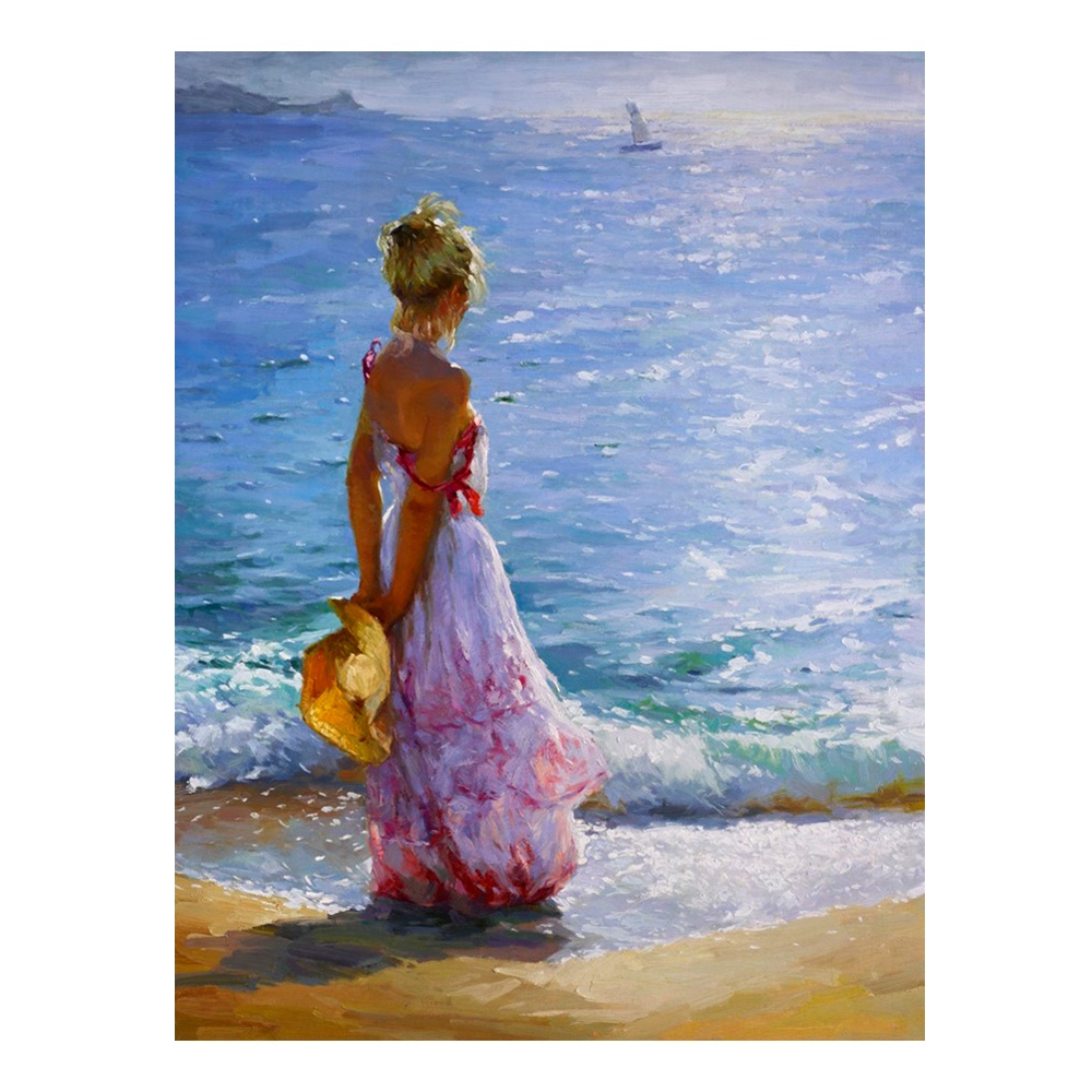 【御畫房】海邊 國家一級畫師手繪油畫60&times;80cm(VF-158), , large