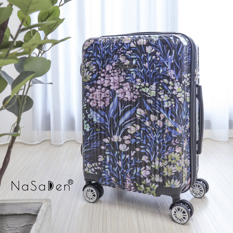 NaSaDen [Black Flower]26" Checked Zipper Luggage, , large