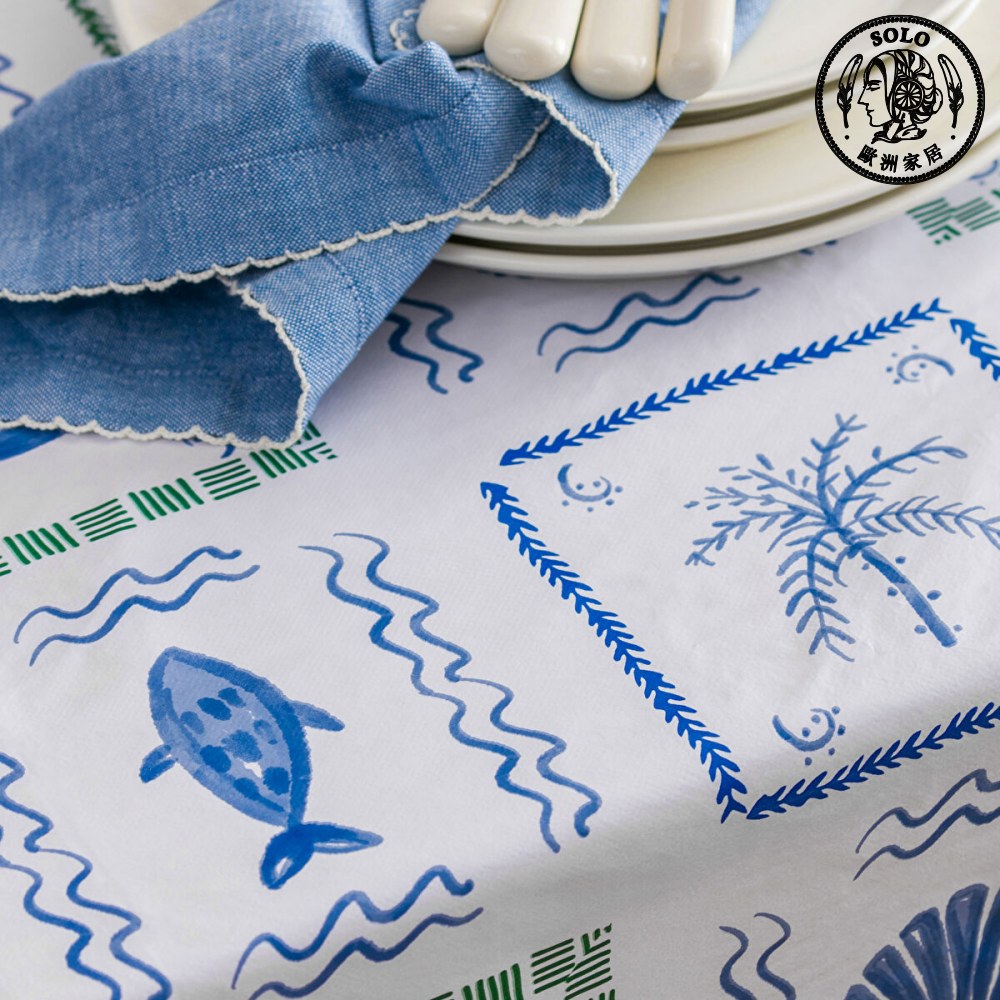 【SOLO Vintage】LCW Home 140x180cm Mediterranean Coastal Style Table Cloth Waterproof, , large