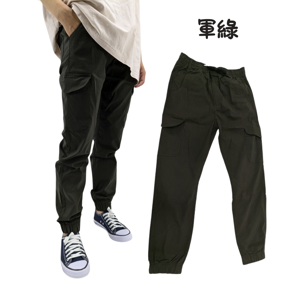 【億子洪】超彈口袋工裝長褲 拉鍊款 軍綠-5XL【P8】, , large