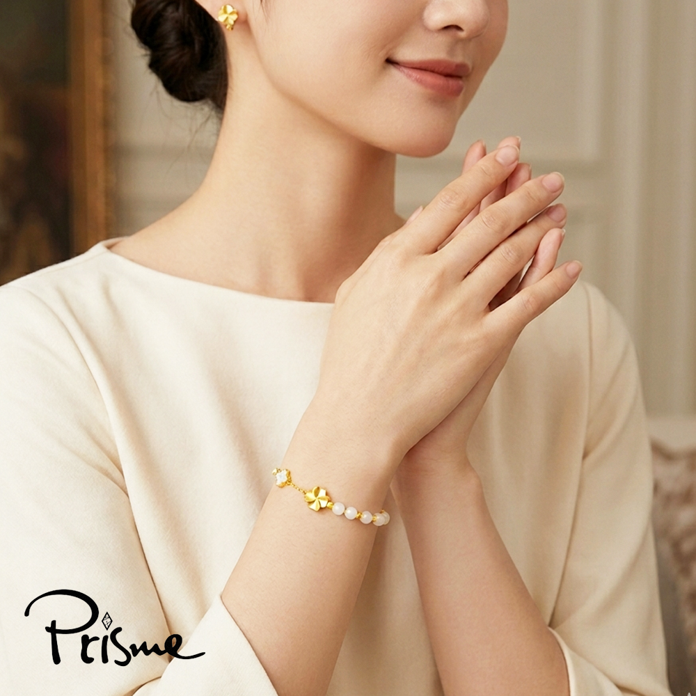 【Prisme Gold】黃金手鍊 純金999幸運草母貝手鍊 (約重0.05錢&plusmn;0.02), , large