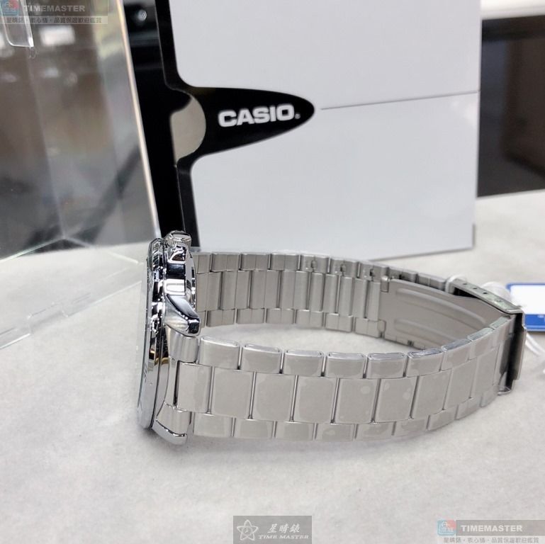 [星晴錶業]CASIO手錶,44mm,CA56833寶藍色錶面銀錶殼銀色精鋼錶帶款, , large