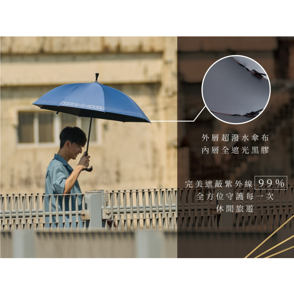 【周周生活】晴雨選品館｜登山休閒自動拐杖直傘｜抗UV 防潑水 防風 晴雨兩用, , large