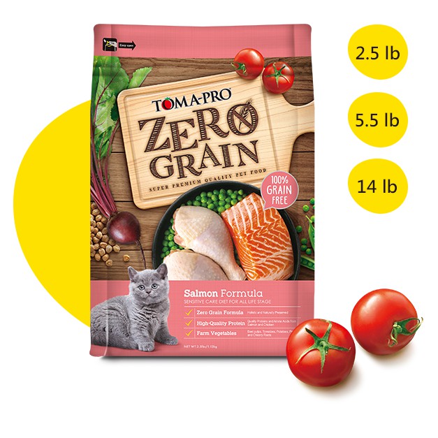 優格 TOMA-PRO 天然%零穀配方 全齡貓用敏感配方 鮭魚 無榖 貓飼料 貓糧 14磅, , large