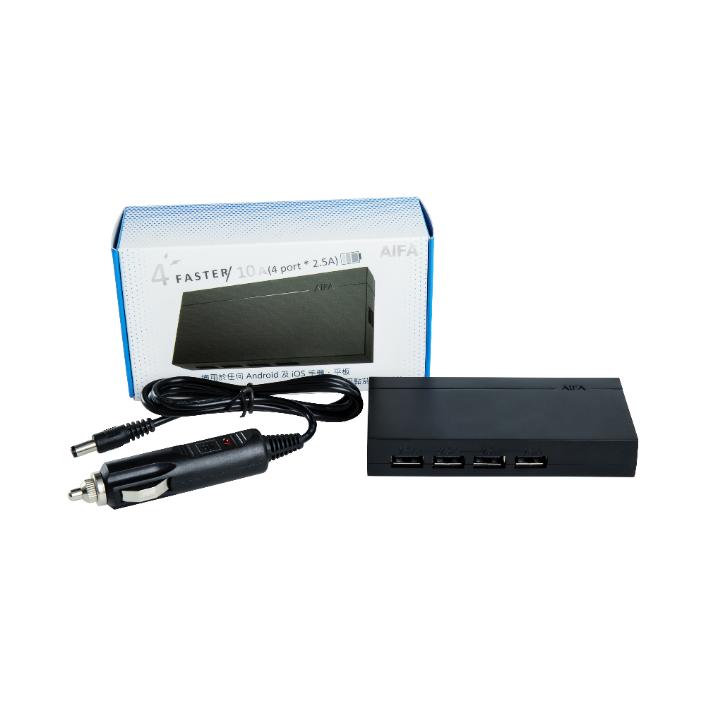 【AIFA艾法科技】車用快速充電器 50W超大瓦數 4 孔USB車用快充 (4 port USB Charger) 送micro USB線, , large