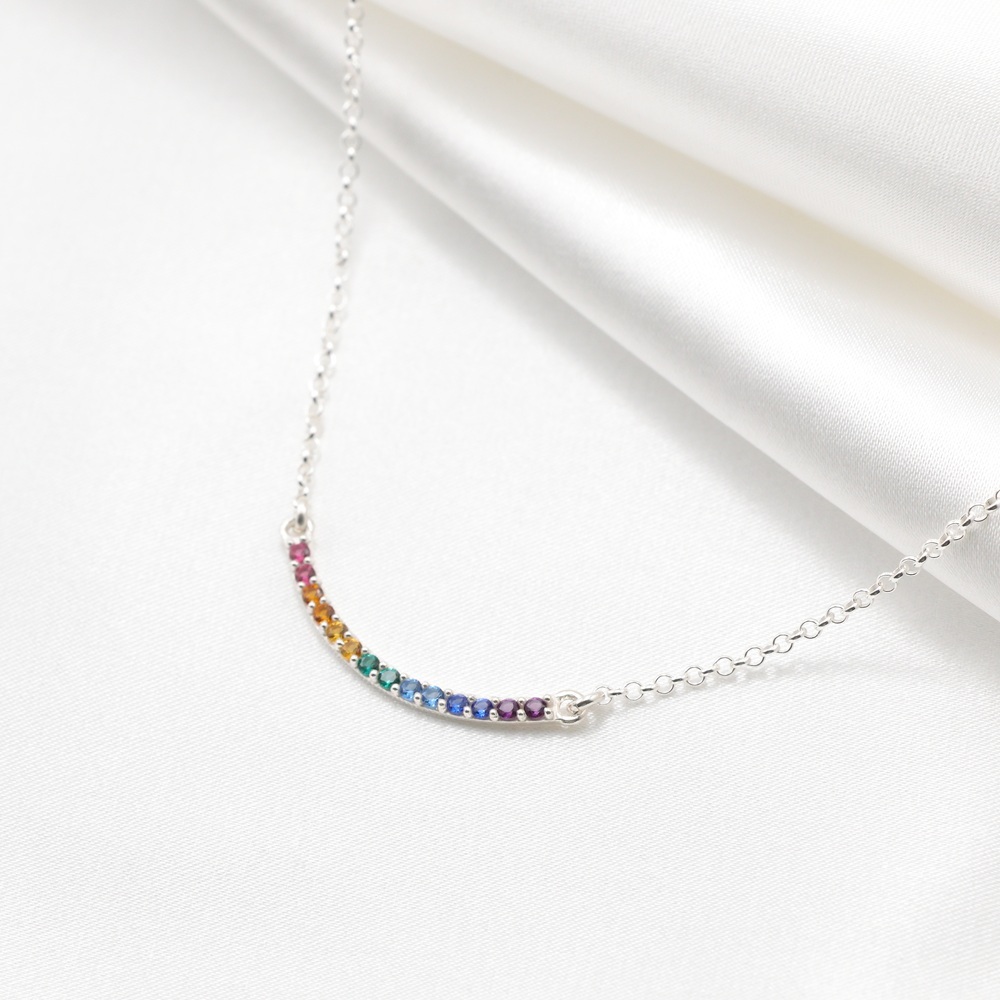 【Angel & Me】Smile Rainbow s925 sterling silver necklace Birthday gift, , large