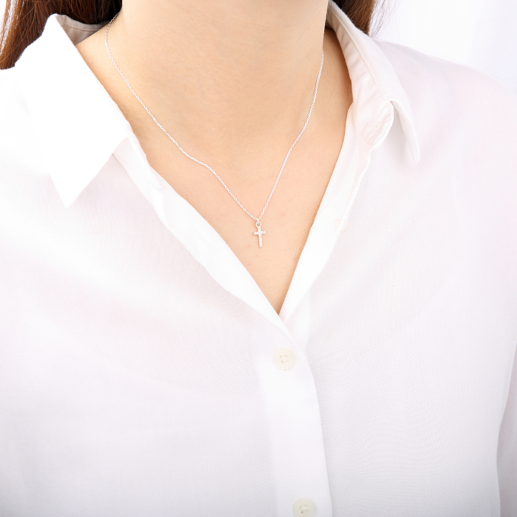 【Angel & Me】5A CZ Cross s925 sterling silver necklace Faith God Jesus gift, , large