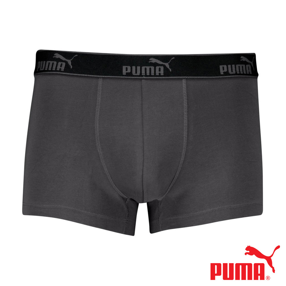 PUMA 平口內褲 3件組 彪馬 跳豹 男內褲 平角內褲 修身 防捲邊 貼合 耐穿 柔軟 棉質 透氣 抗菌 黑 深灰 灰, , large