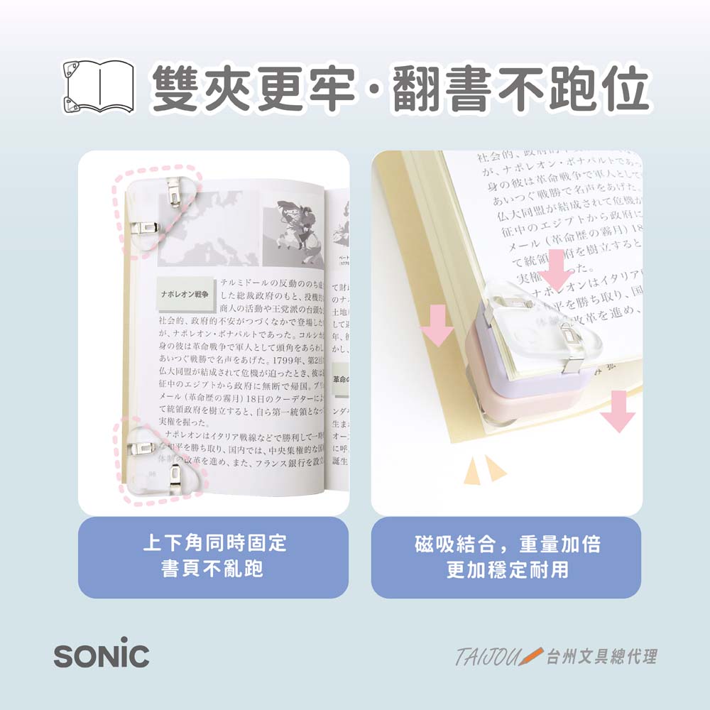 【龍品文創】SONIC SP-1667 書角夾附磁鐵2入-藍綠, , large