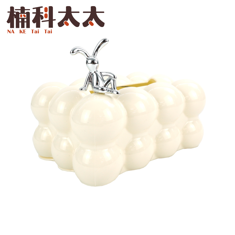 輕奢晶球面紙盒/白色晶球銀兔子 618-FTB01WSR, , large