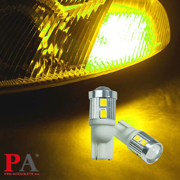 【PA LED】9-32V 特調光色 T10 T15 10晶 2835 SMD LED 魚眼 黃金光 黃光 方向燈 小燈, , large
