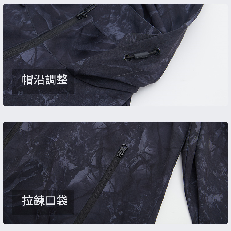 620038女款印花連帽彈力防曬外套 (拉鍊口袋 彈力舒適 連帽遮陽 防曬抗UV), , large