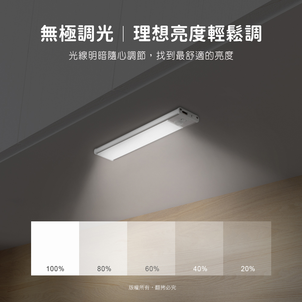 aibo 三色光 超薄長效續航 充電磁吸式 LED感應燈(20cm), , large