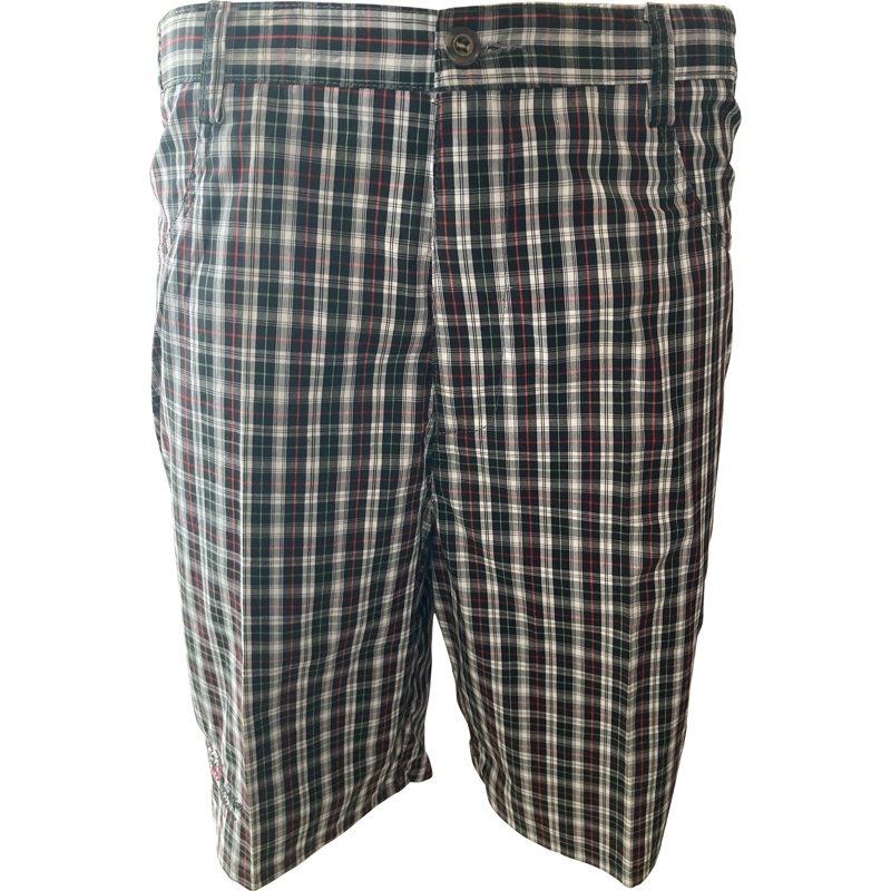 British style dark plaid casual shorts, , large