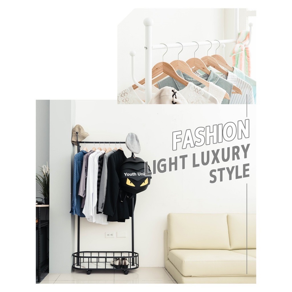 【Y HOUSE】Light luxury coat and hat rack, functional clothes hanger, floor-standing clothes hanger, open clothes hanger - black, , large