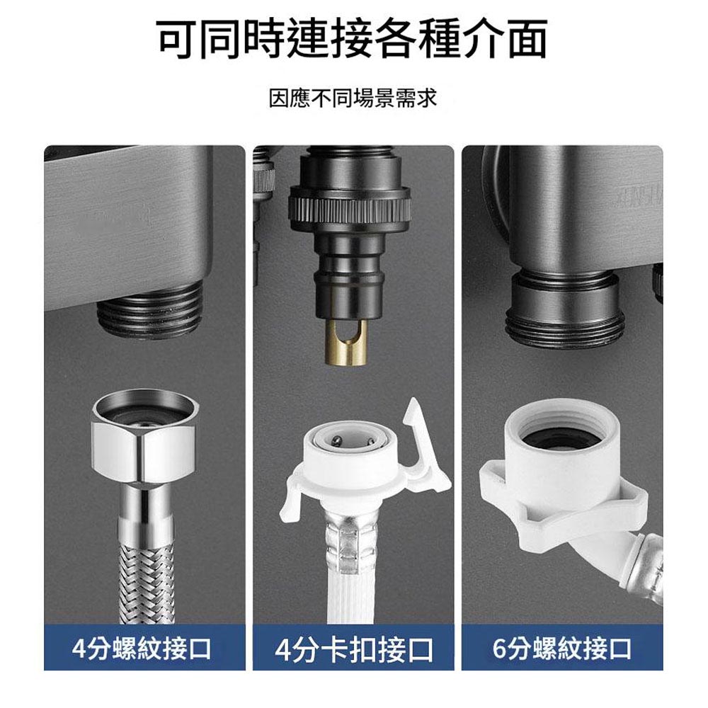 Washing machine with water shut-off valve and dual water outlet., , large