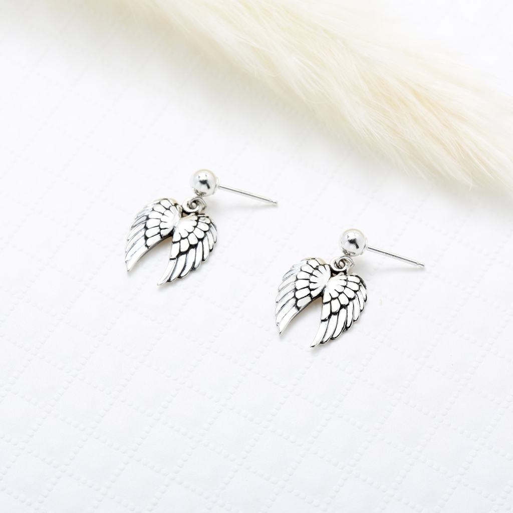 【Angel & Me】Angel Wing 925 sterling silver earrings (changeable ear clips) gift, , large