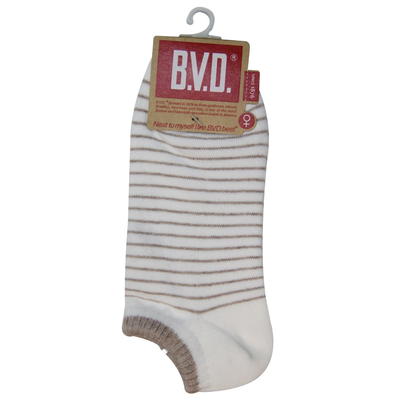 BVD條紋毛巾底女踝襪, , large