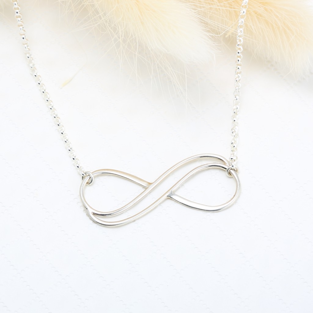 【Angel & Me】Love double Infinity s925 sterling silver necklace birthday gift, , large