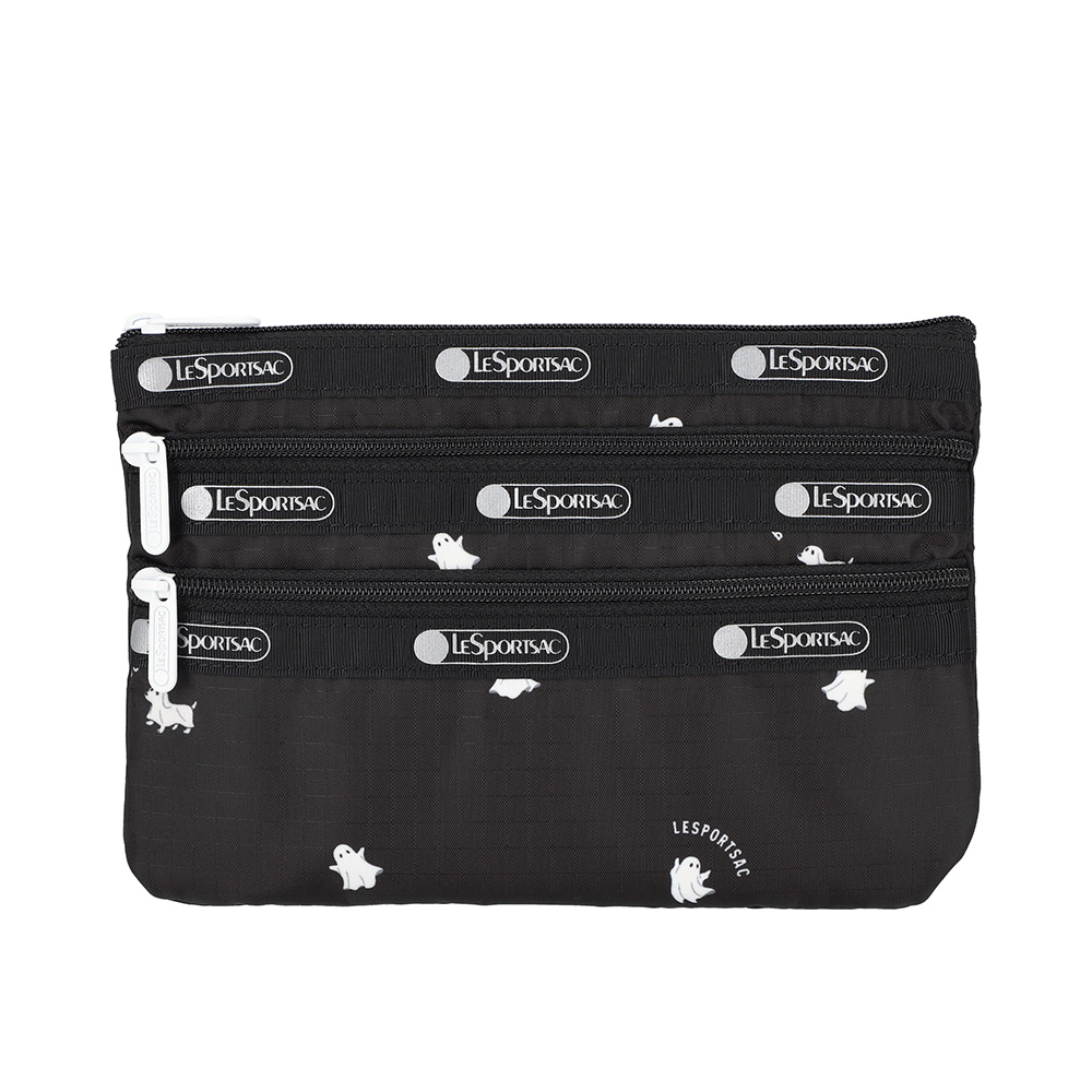 Lesportsac 3-Zip Cosmetic 三層拉鍊化妝包 收納包 盥洗包 女包 男包(歡樂萬聖節)L262-7158P-HH11, , large