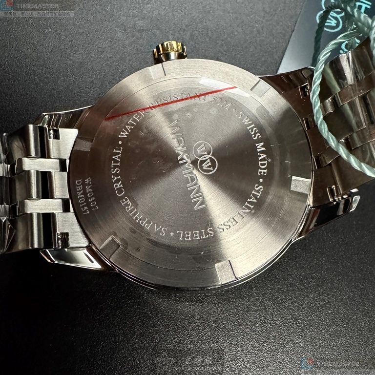 [星晴錶業]WAKMANN手錶,40mm,WA00051黑色錶面銀錶殼銀色精鋼錶帶款, , large