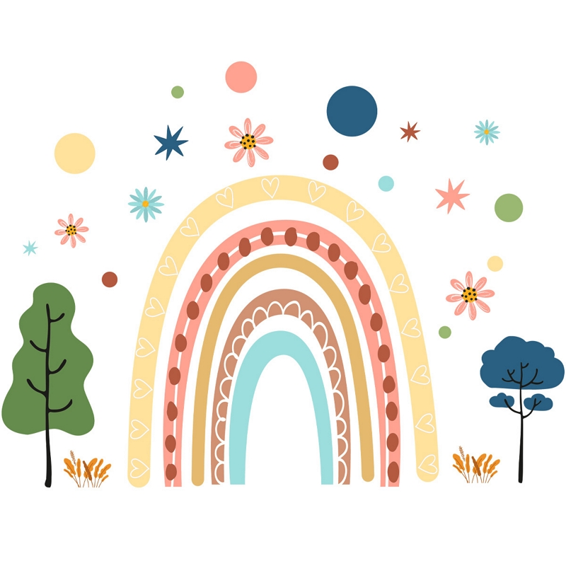 [Chenda Living] Rainbow & Flower Wall Decals for Kids, , large