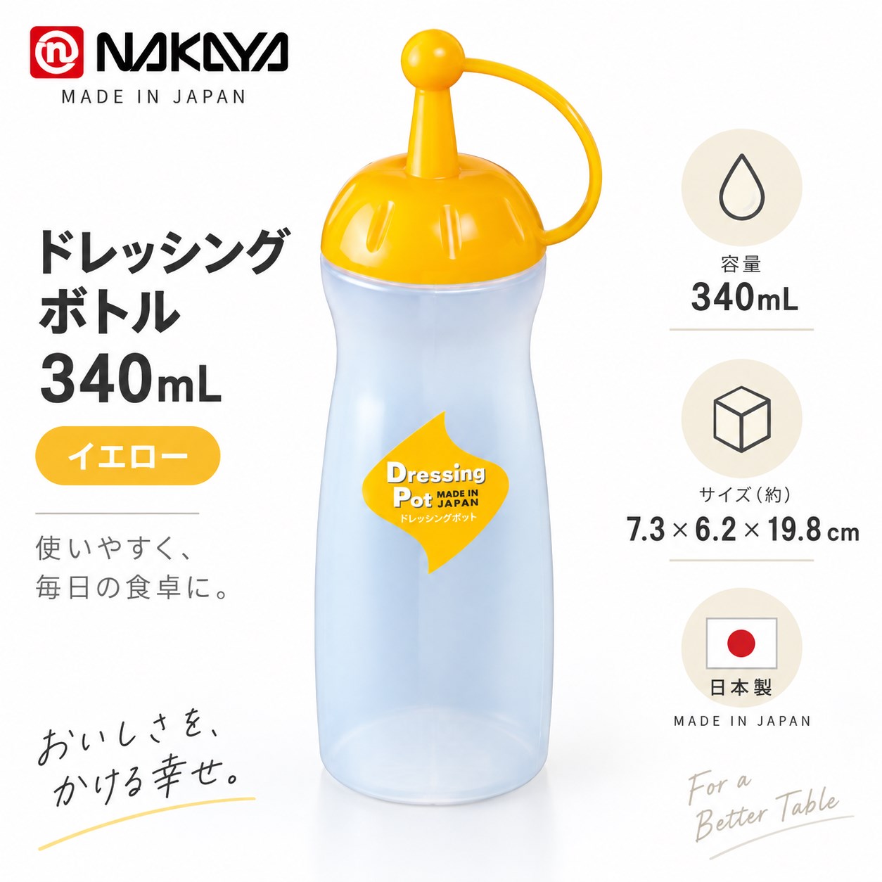 【HIYASU日安工坊】按壓蓋醬料瓶 340ml 黃色, , large