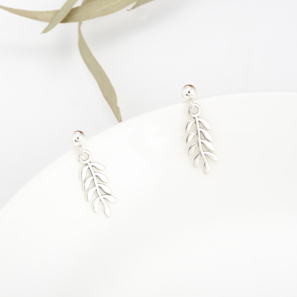 【Angel & Me】Laurel leaf s925 sterling silver earrings (changeable ear clips), , large