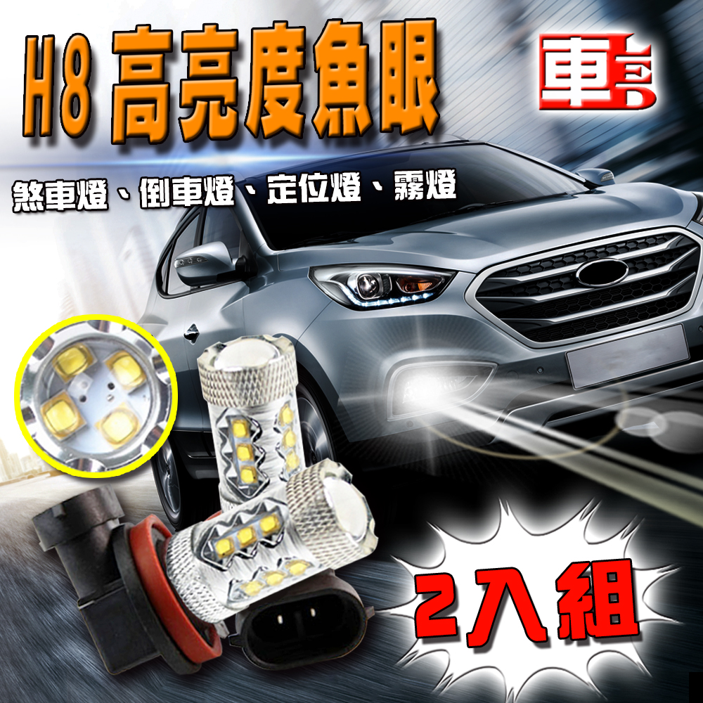 【車的LED】魚眼16SMD 80W-2入組-白光, , large