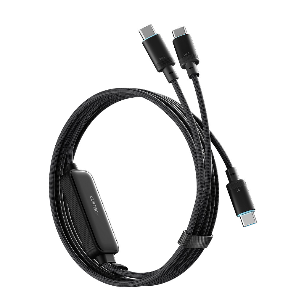 【CUKTECH 酷態科】【3入】10號PLUS 超級電力線 Type-C 一拖二 快充140W 充電線C to 2C 150公分, , large