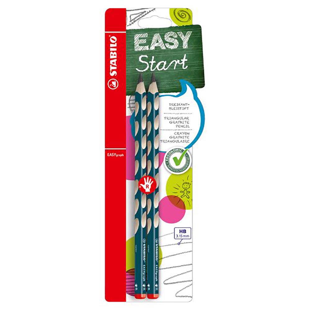 STABILO 德國 思筆樂 EASYgraph 人體工學思筆樂洞洞鉛筆 藍綠色右手 2支/入 STB-39890-10, , large