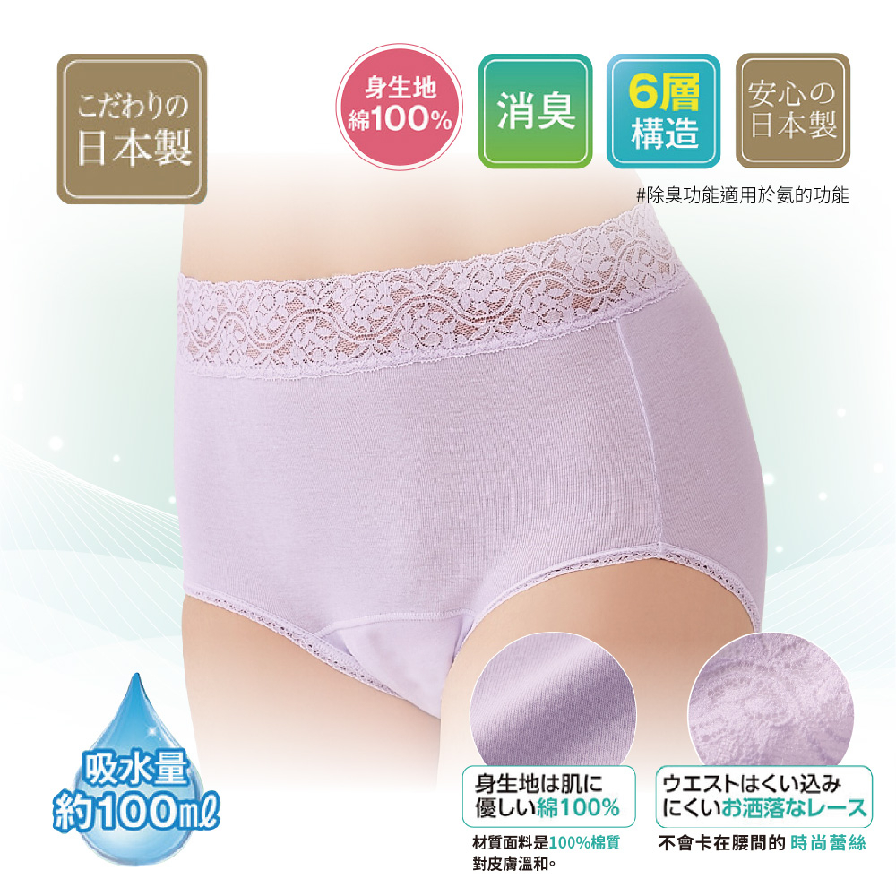 日本製【CERVIN】女用速吸安心月經防漏內褲, , large