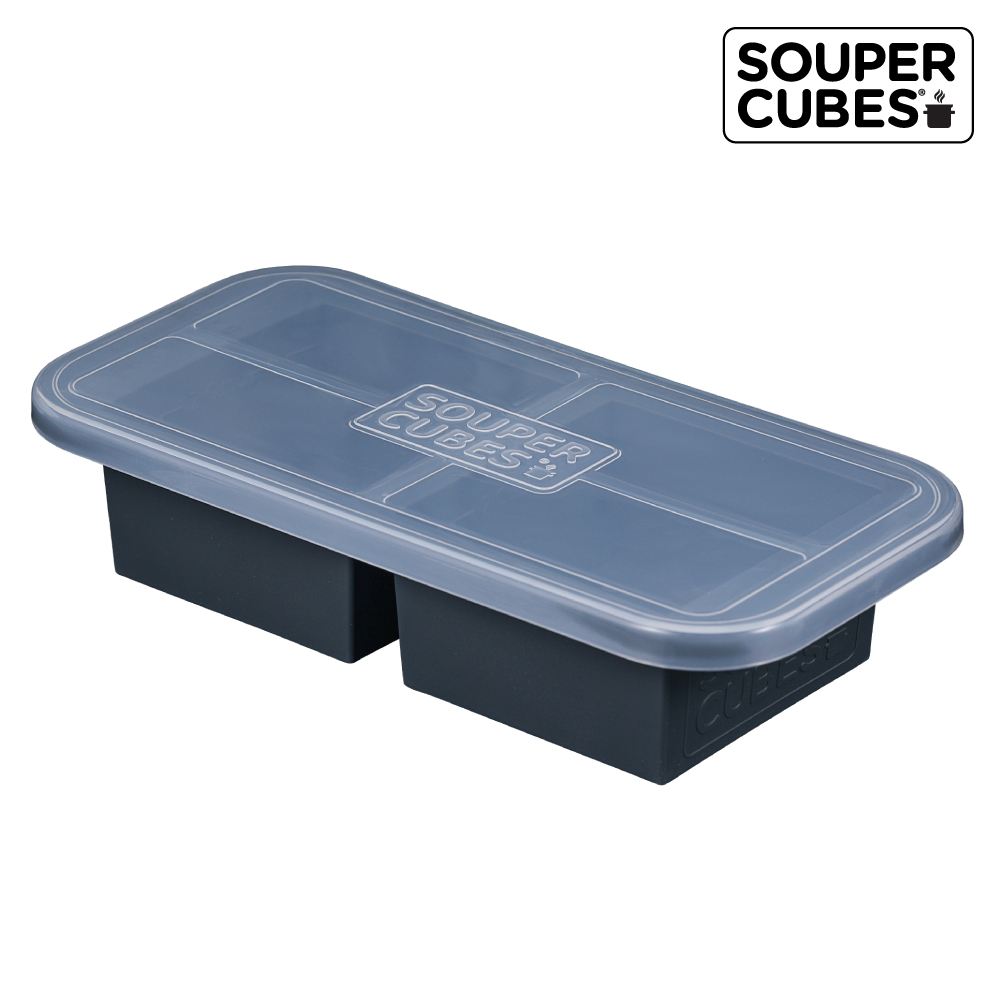 官方直營【Souper Cubes】多功能食品級矽膠保鮮盒2格_曜石灰(500ML/格), , large