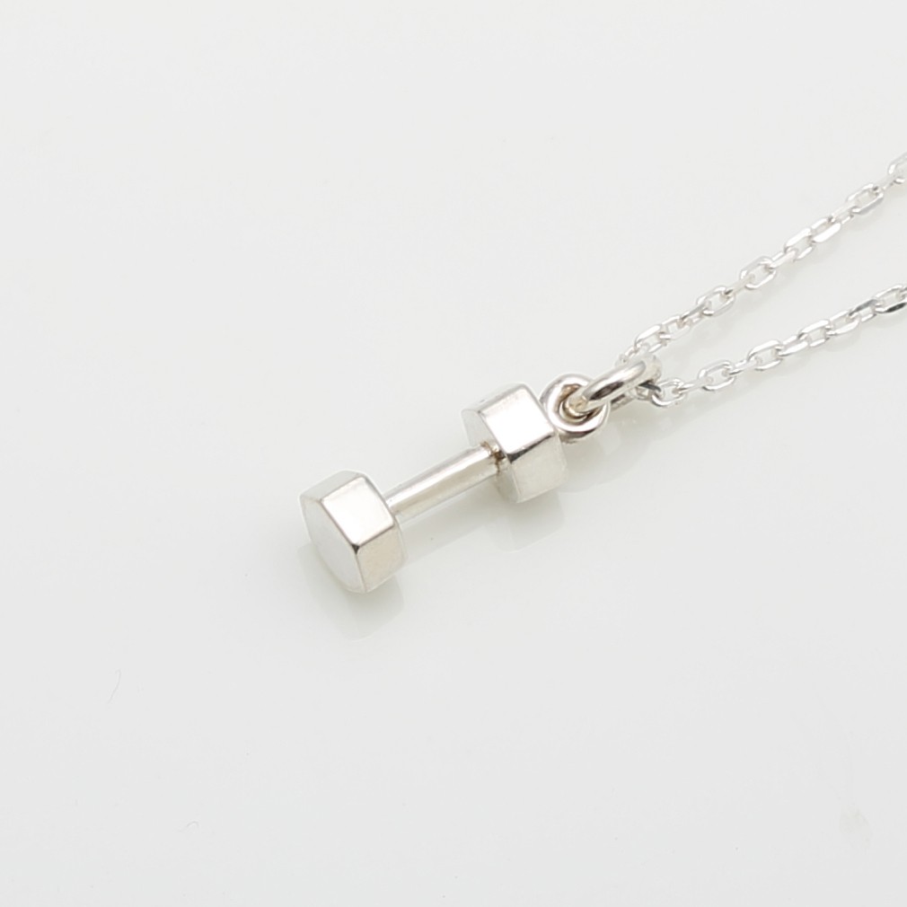 【Angel & Me】Dumbbell fitness s925 sterling silver necklace Valentine Day gift, , large