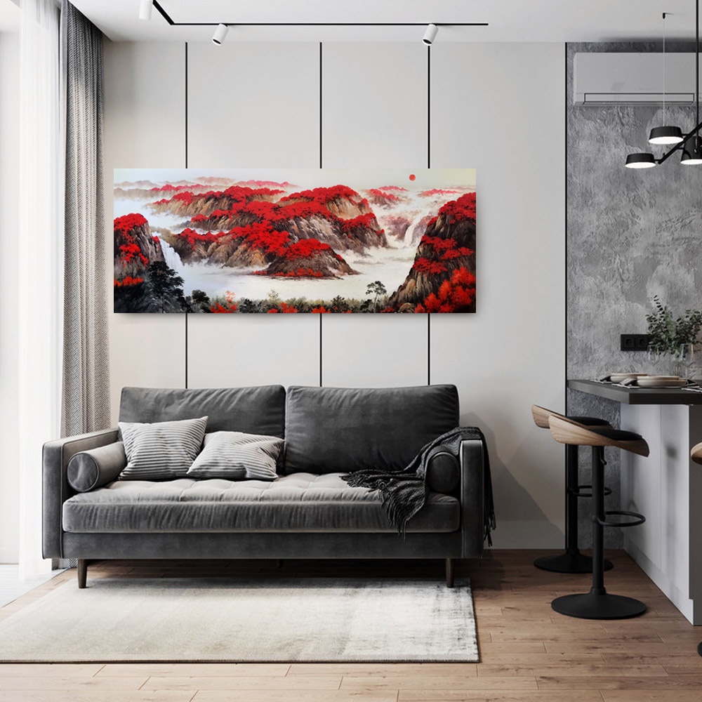 【御畫房】萬山紅遍 國家一級畫師手繪油畫60&times;120cm(VF-46), , large