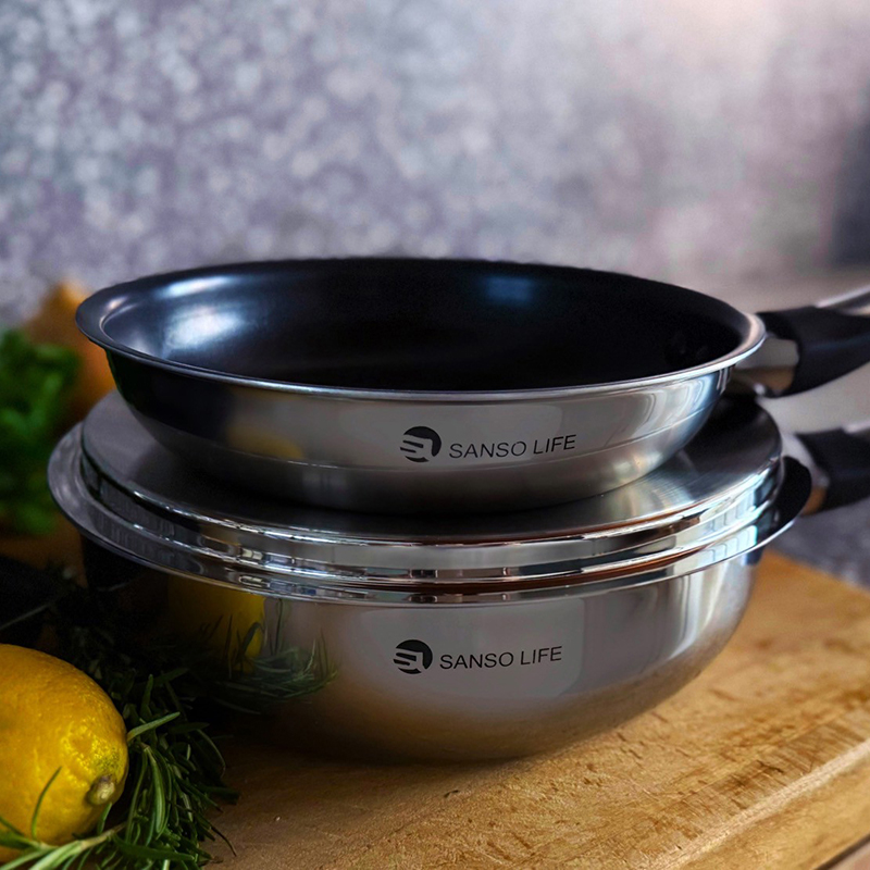 Wok Pan 24cm (With Stainless Lid), , large