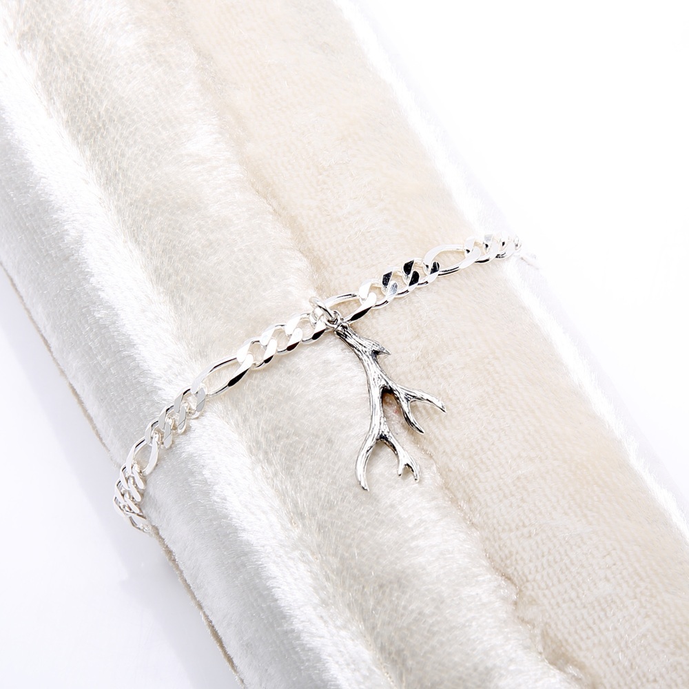 【Angel & Me】Deer Antler s925 sterling silver bracelet birthday gift, , large