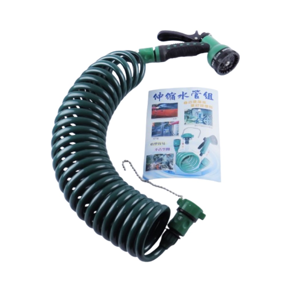 【向花緣】伸縮水管組 (含8段式水槍、伸縮水管、水龍頭子母接頭) - 7.5公尺(約25呎), , large