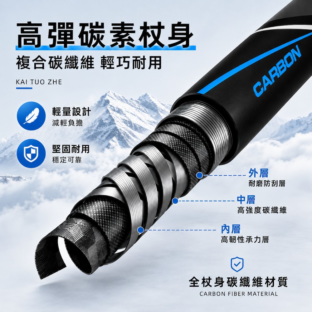【Pioneer 開拓者】天狼星一系 碳纖維登山杖 149g 一入 任選, , large